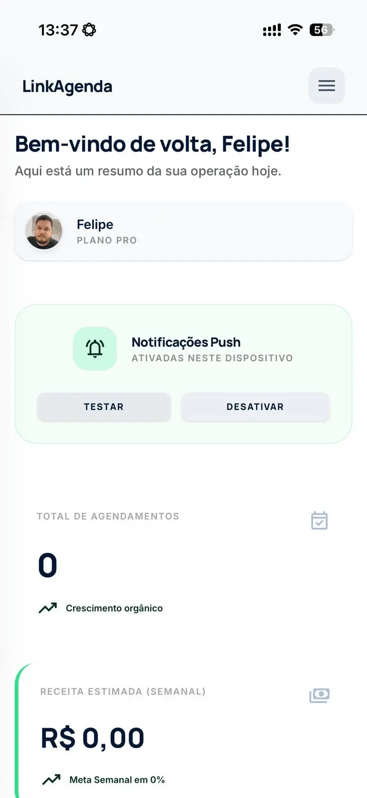 Aplicativo de Agendamento LinkAgenda no Celular